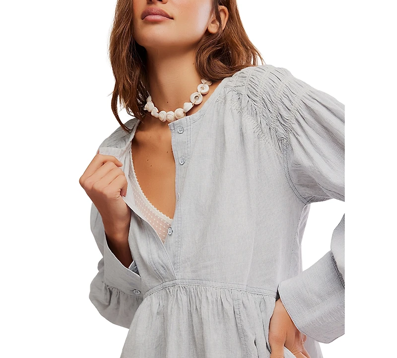 Free People Women's Alana Long-Sleeve Front Button Tunic Top