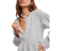 Free People Women's Alana Long-Sleeve Front Button Tunic Top
