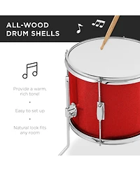 Best Choice Products 5-Piece Kids Beginner Junior Drum Set, Percussion Instrument Starter Kit with Stool