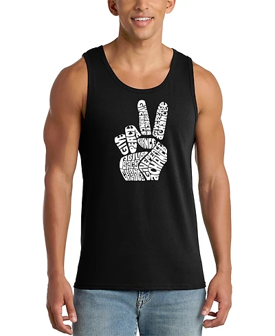 La Pop Art Men's Give Peace A Chance Word Graphic Tank Top