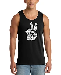 La Pop Art Men's Give Peace A Chance Word Graphic Tank Top