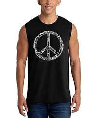 La Pop Art Men's Peace Symbol Word Tank Top