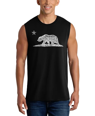 La Pop Art Men's California Bear Typography Graphic Tank Top