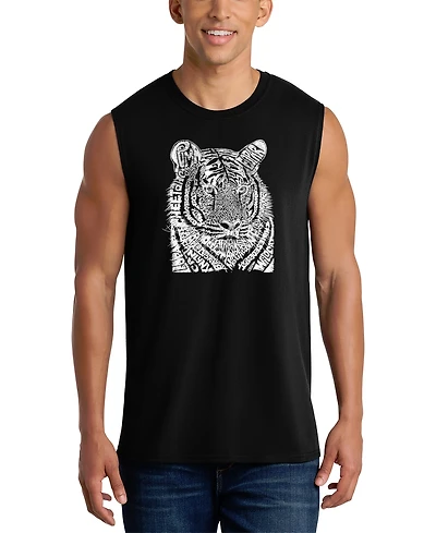 La Pop Art Men's Tiger Face Word Graphic Tank Top