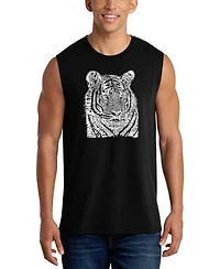 La Pop Art Men's Tiger Face Word Graphic Tank Top