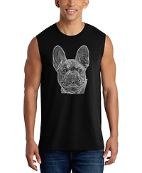 La Pop Art Men's French Bulldog Face Word Graphic Tank Top