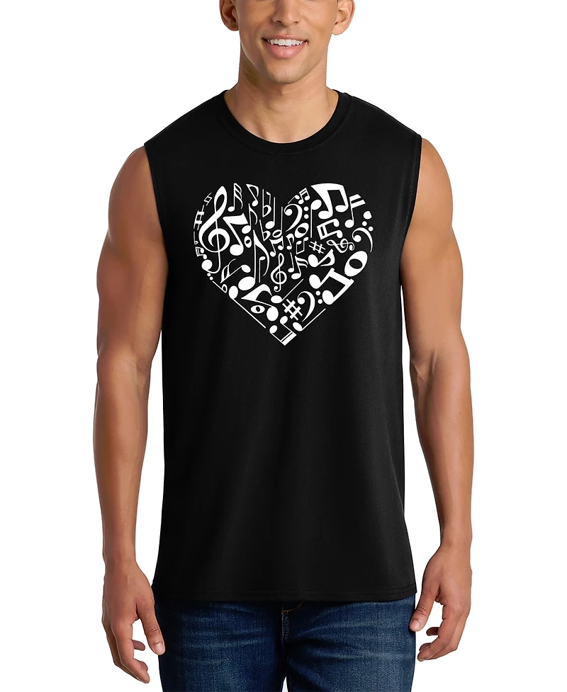 La Pop Art Men's Musical Notes Heart Graphic Tank Top