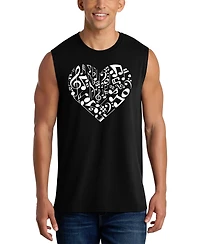La Pop Art Men's Musical Notes Heart Graphic Tank Top