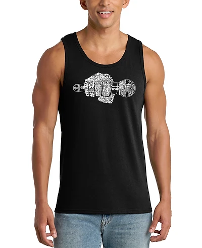 La Pop Art Men's Electric Guitar Word Graphic Tank Top
