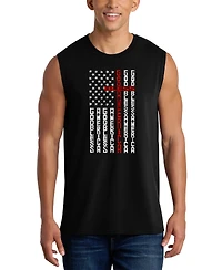 La Pop Art Men's Vertical American Flag Typography Graphic Tank Top