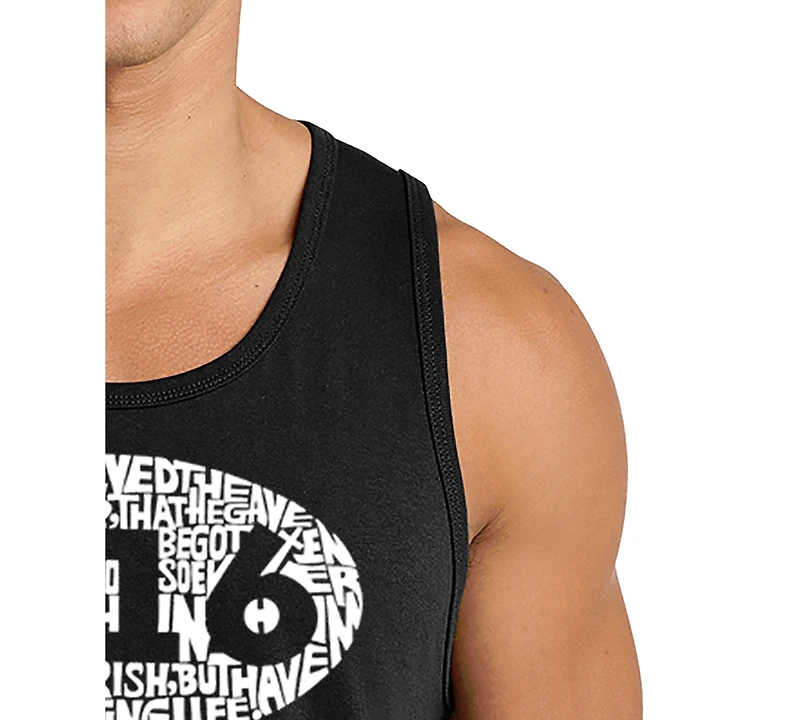 La Pop Art Men's 3:16 Oval Typography Word Graphic Tank Top