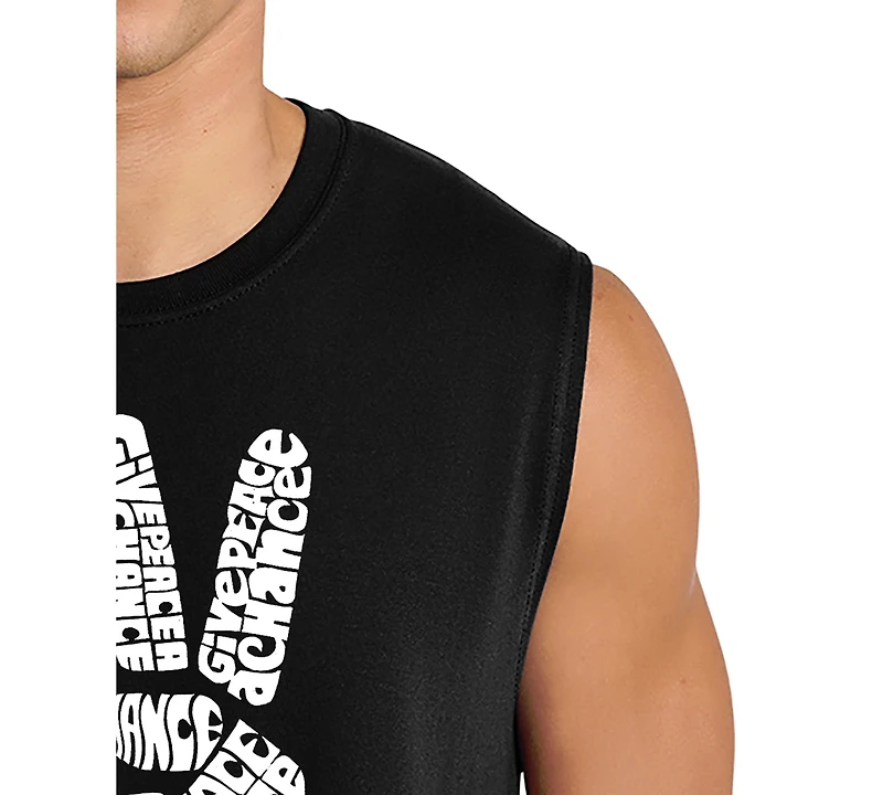 La Pop Art Men's Peace Sign Word Tank Top