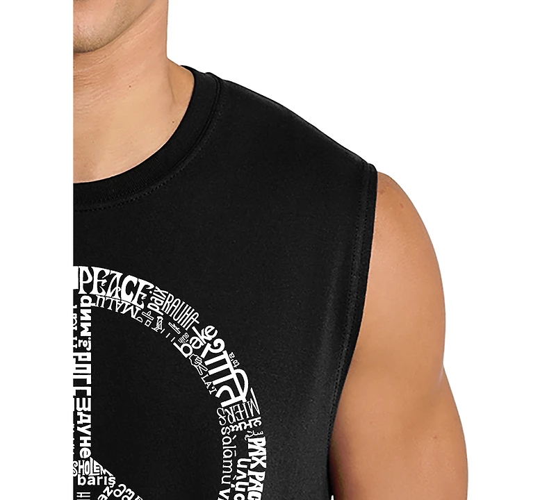 La Pop Art Men's Peace Symbol Word Tank Top