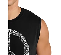 La Pop Art Men's Peace Symbol Word Tank Top