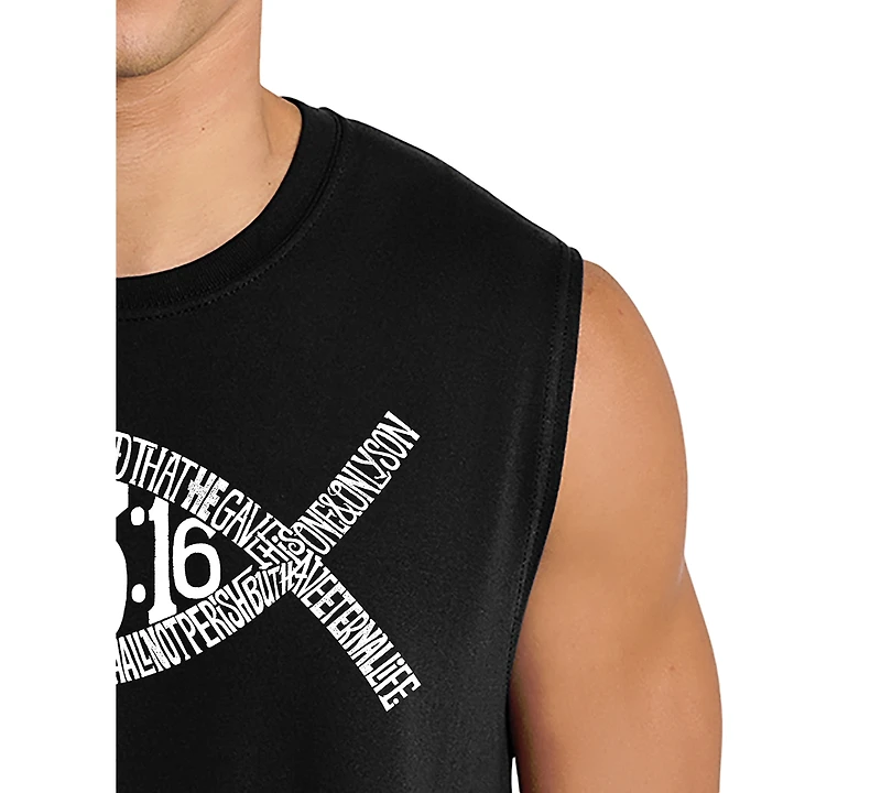 La Pop Art Men's John 3:16 Cross Design Tank Top