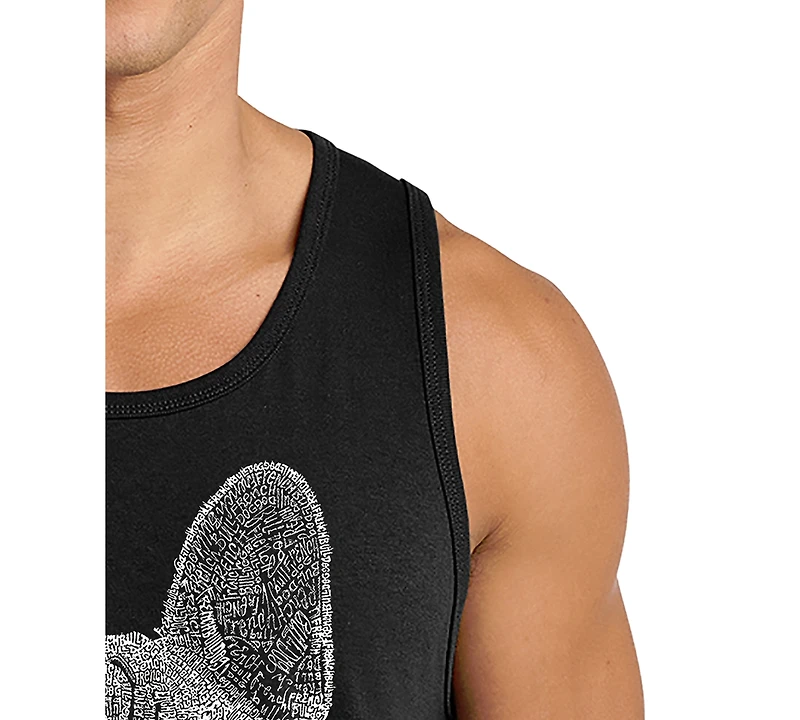 La Pop Art Men's French Bulldog Face Word Graphic Tank Top