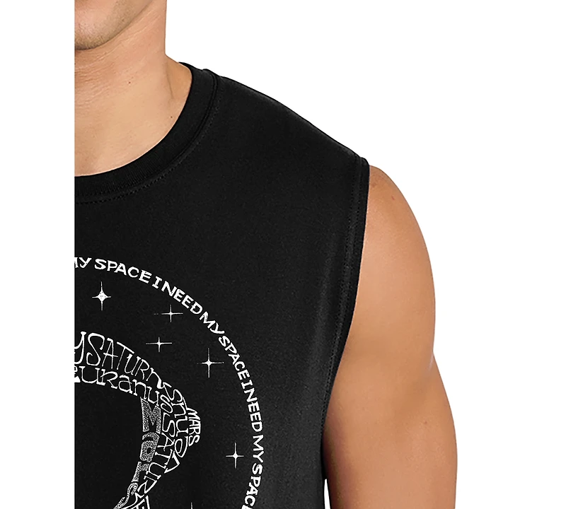La Pop Art Men's Solar System Typography Tank Top