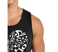 La Pop Art Men's Music Notes Heart Word Graphic Tank Top