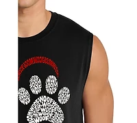 La Pop Art Men's Paw Print Heart Pet Lover Word Graphic Tank Top