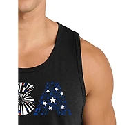 La Pop Art Men's Usa Fireworks Patriotic Typography Graphic Tank Top