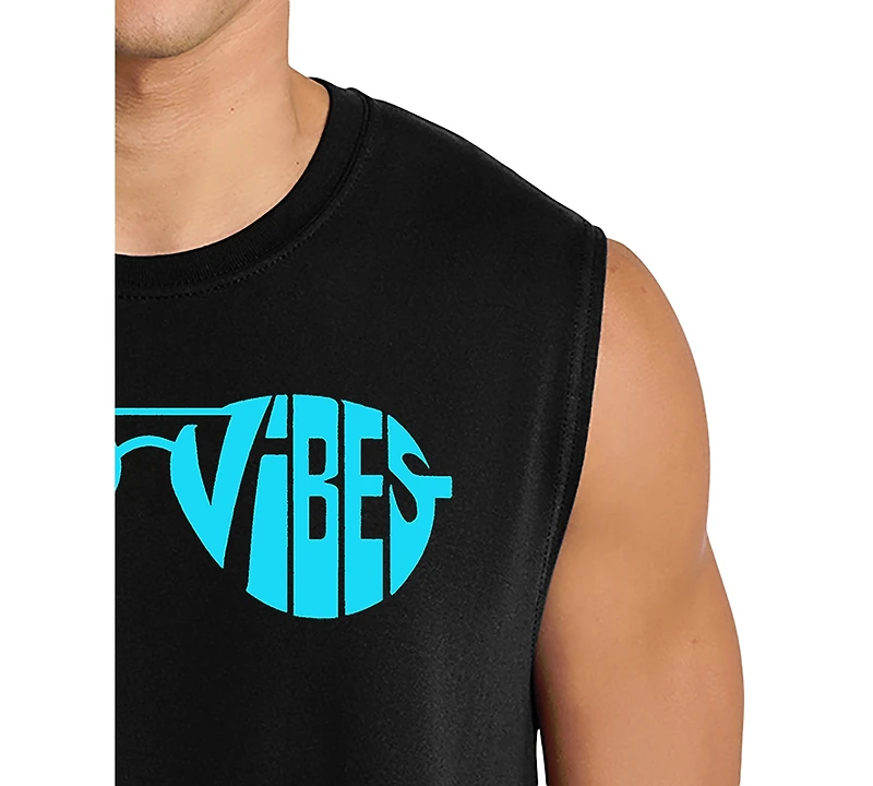 La Pop Art Men's Groovy Sunglasses Retro Word Graphic Tank Top