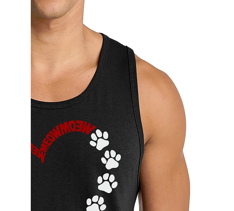 La Pop Art Men's Cat and Dog Love Heart Graphic Tank Top