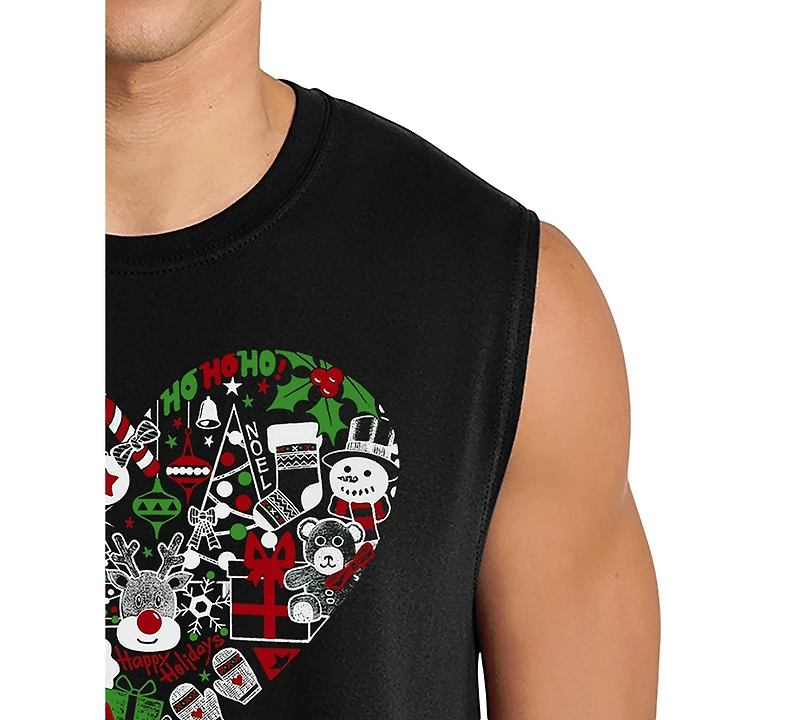 La Pop Art Men's Christmas Heart Santa Word Tank Top