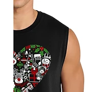 La Pop Art Men's Christmas Heart Santa Word Tank Top