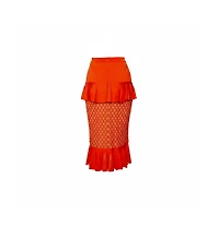 Pre-Owned Balmain Women's Knit Ruffled Midi Skirt