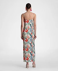 Avec Les Filles Women's Linen-Blend Maxi Slit Front Dress