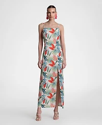 Avec Les Filles Women's Linen-Blend Maxi Slit Front Dress