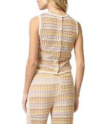 Central Park West Women's Celine Rainbow Crochet Button Back Shell
