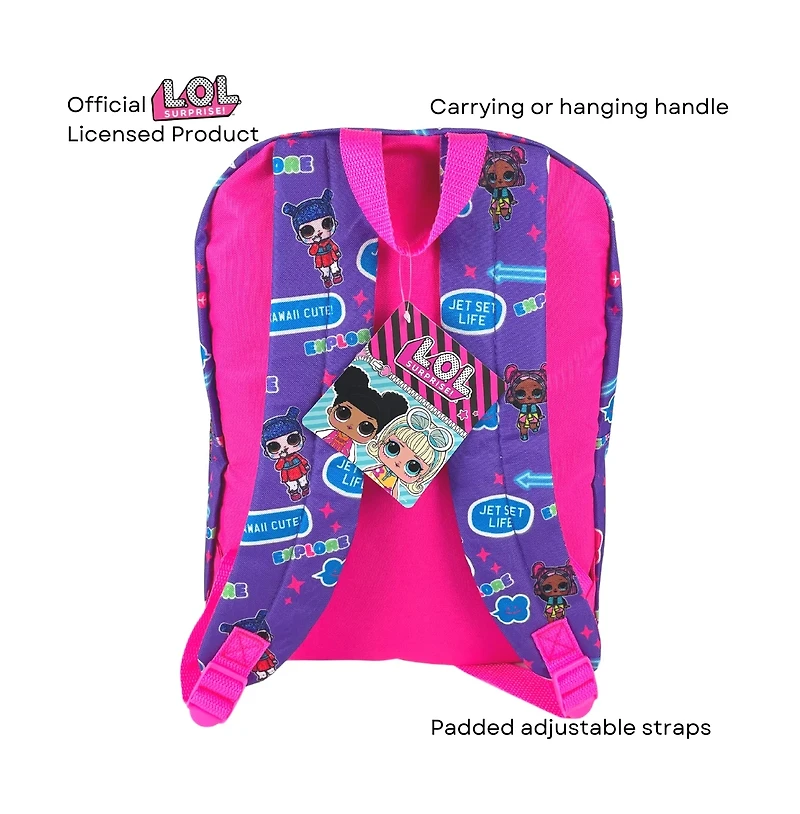 L.o.l. Surprise Dolls All Over Print Backpack With Pocket, 16" Inch
