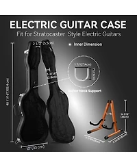 Yescom Electric Guitar Wood Case for Stratocaster Style with Folding Guitar Stand