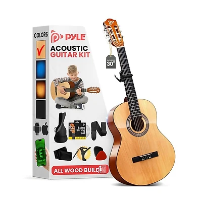 Pyle 30" 6-String Classical Acoustic Guitar for Beginners & Adults with Accessory Kit, Natural Finish