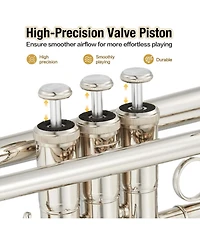 gaomon Bb Standard Trumpet Set for Beginners - Brass Student Instrument Mouthpiece Case Cleaning Kit