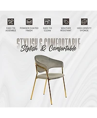 LeisureMod Bella Dining Chair With Arms Upholstered Leather/Velvet Accent Ergonomic Durable Stainless Steel Base for Modern Kitchen, Living Room