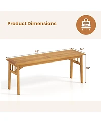 Gymax Acacia Wood Outdoor Bench 48'' Long Backless Wooden Picnic Bench w/ Slatted Seat