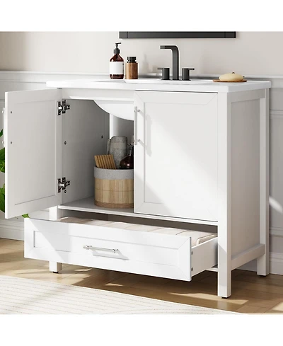 gaomon 36" Bathroom Vanity with Sink, Vintage Bathroom Cabinet Vanity with Doors and Drawers