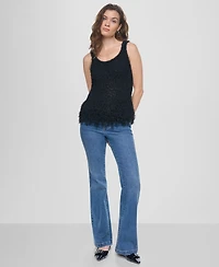 Dkny Jeans Women's Sleeveless Cropped Fringe Tank Top