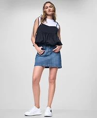 Dkny Jeans Women's Nylon-Blend Tied Strap Peplum Tank Top