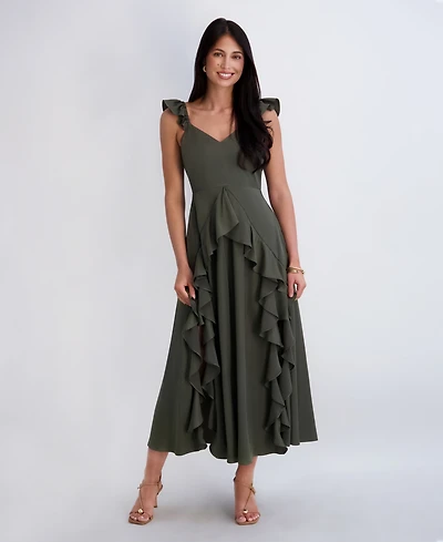 Siena Women's Ruffle Strap Maxi Dress with Cascading Skirt