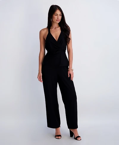 Siena Women's Faux Linen Halter Jumpsuit