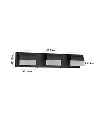 Busdays 3 Light Matt Black Led Contemporary Bathroom Vanity Light Fixture Over Mirror Dimmable Wall Light