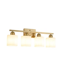 Busdays 4 Light Gold Modern Bathroom Light Fixture Vanity Light Over Mirror Wall Sconce Frosted Glass Shades E26 Socket Bulbs Not Included