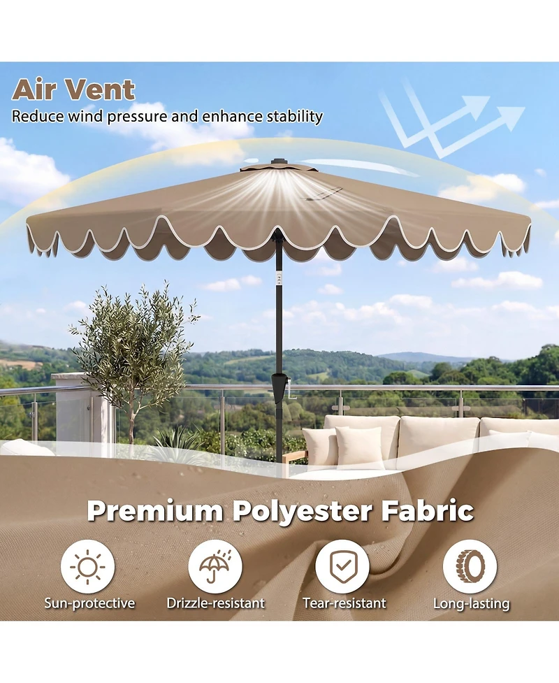 Gymax 10 Feet Outdoor Umbrella With Weighted Base Sandbags Push Button Tilt And Crank Patio