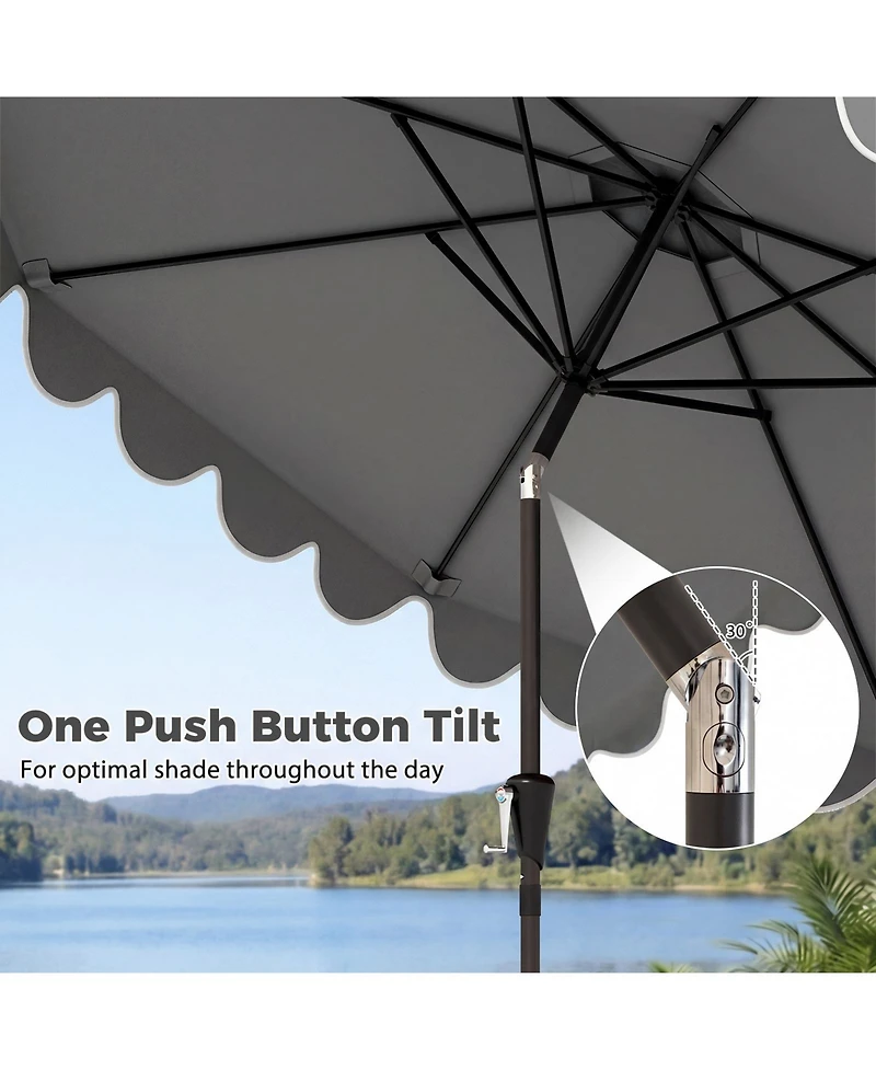 Gymax 10 Feet Outdoor Umbrella With Weighted Base Sandbags Push Button Tilt And Crank Patio