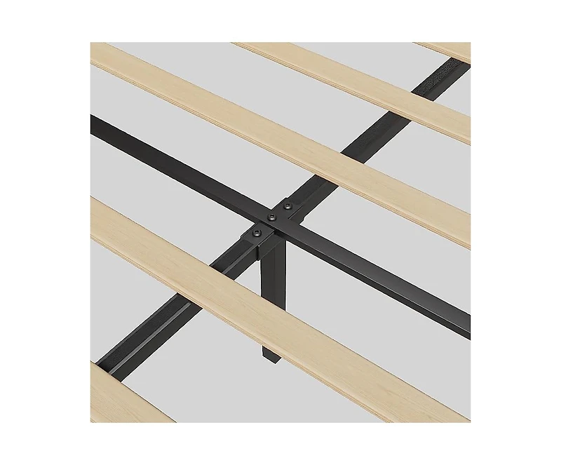 gaomon Upholstered Platform Bed, 6-Grid Linen Headboard