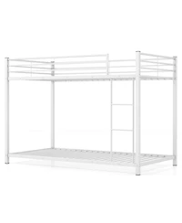 Gymax Twin Over Twin Bunk Bed Frame Platform W/Guard Rails and Side Ladder