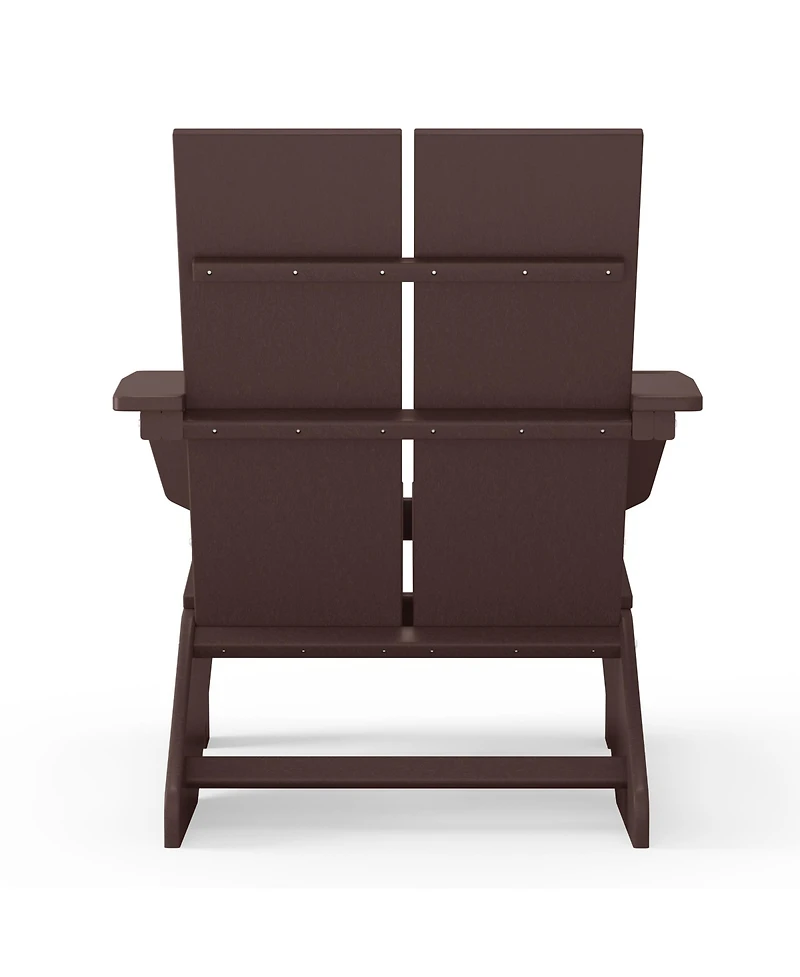 Outdoor Hdpe Modern Adirondack Chair with Cup Holder (Set of